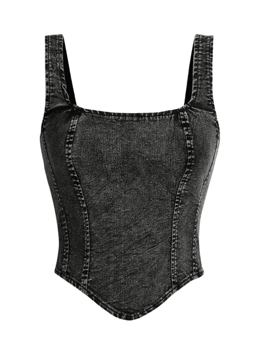 19L Dark Gray/ Black Denim Corset Tank Top